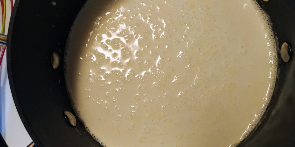 Heirloom Bread Pudding with Vanilla Sauce Scalding Milk
