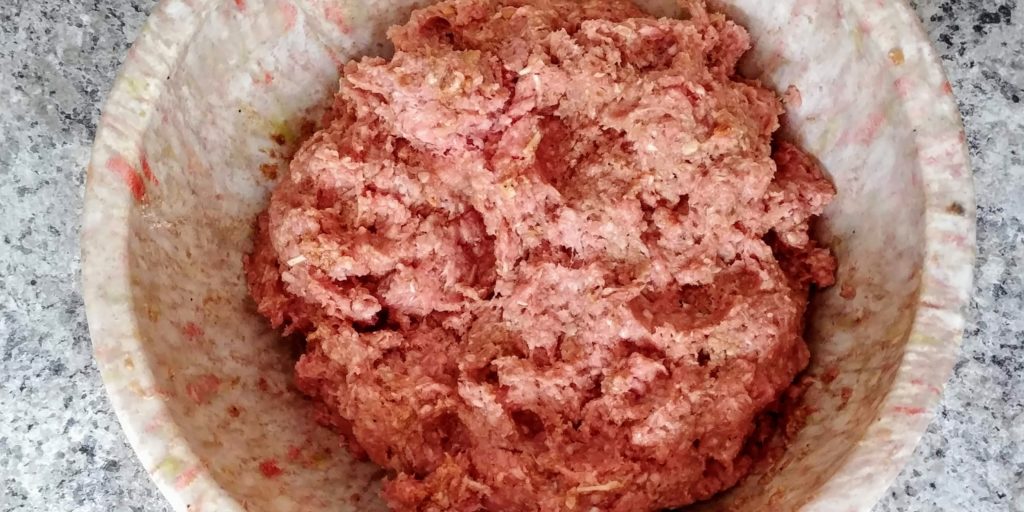 Mini Onion Burger Bundles Meat Mixture in Bowl