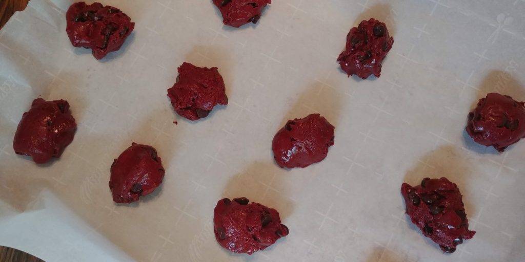 Ladybug Cookies unbaked cookies on sheet