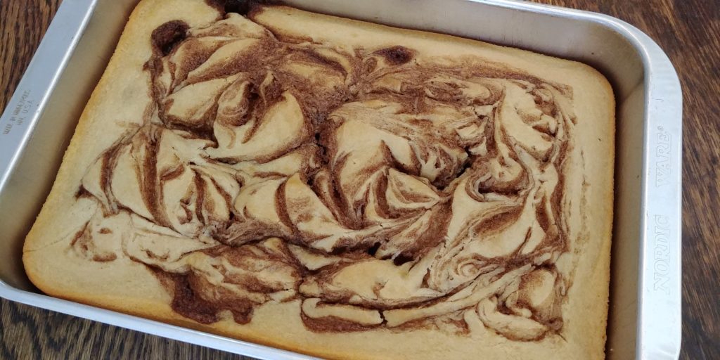 Cinnamon Roll Cake baked unglazed