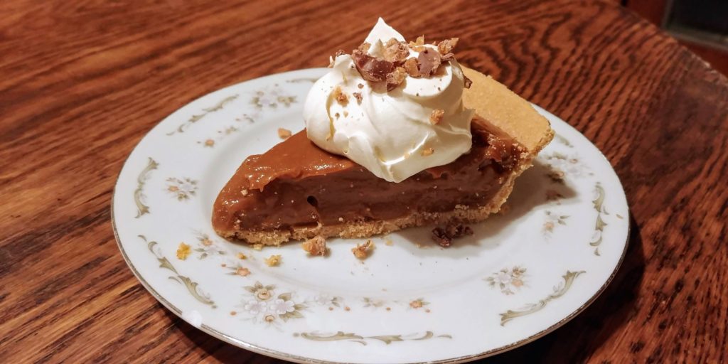 Caramel Pie sliced on plate original