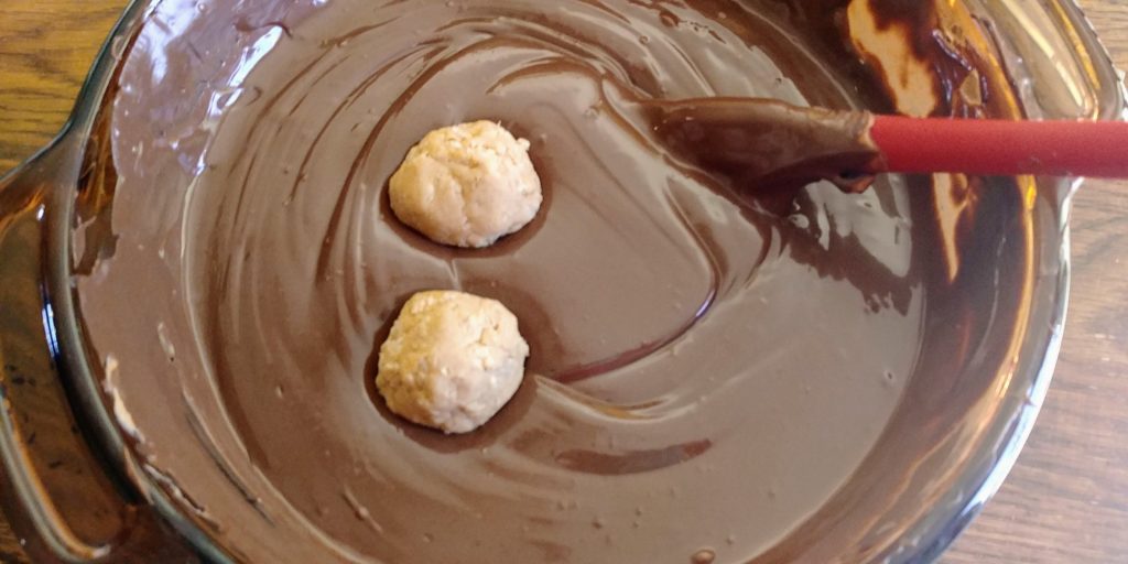 The Best Peanut Butter BonBons coating bonbons
