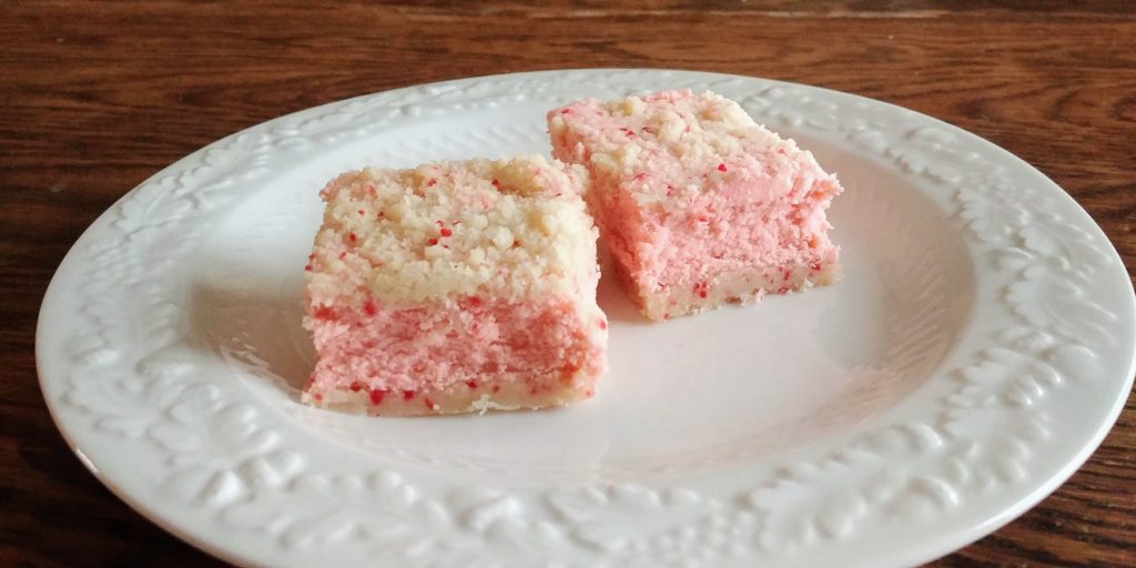 Cherries Jubilee Cheesecake Bars complete on plate