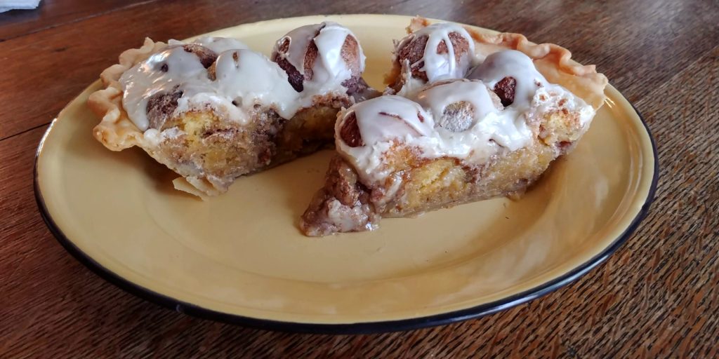 Sherry's Cinnamon Donut Pie complete on plate 2