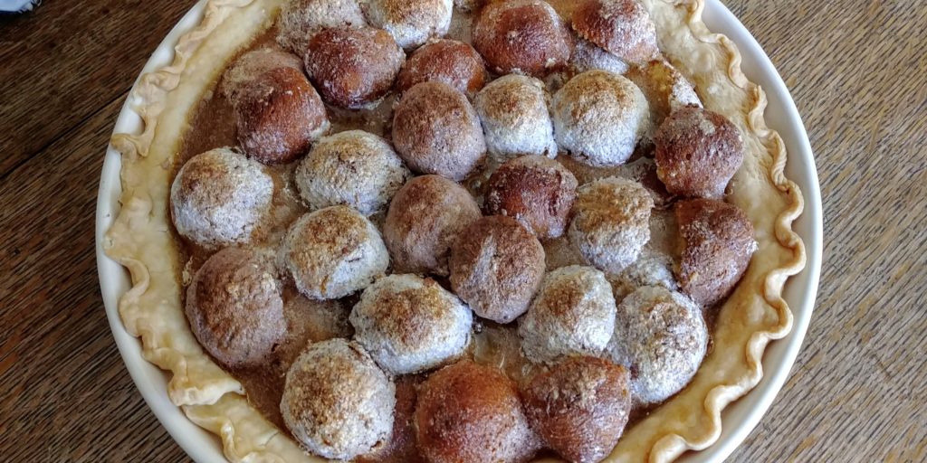 Sherry's Cinnamon Donut Pie complete unglazed whole