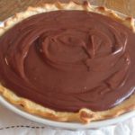 Perfect Chocolate Pie complete in pie plate