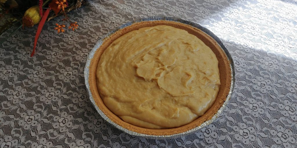Creme Brulee & Caramel Pie custard in crust
