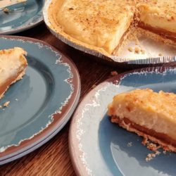 Creme Brulee & Caramel Pie sliced on plates