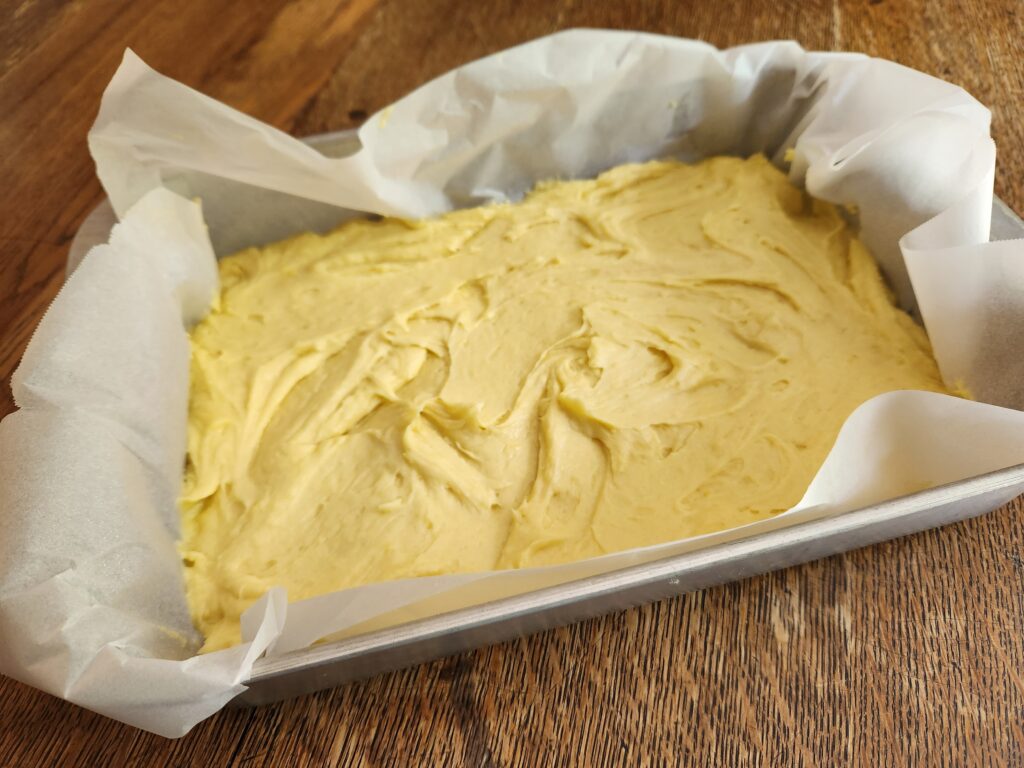 Lemon Brownies batter in pan