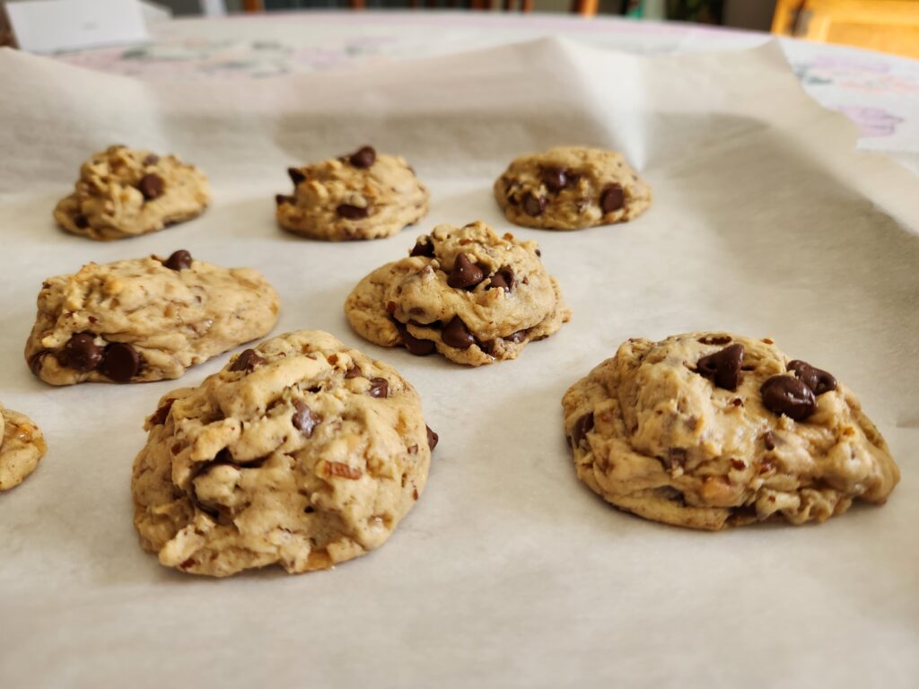 Butter Pecan Cake Mix Cookies baked on cookie sheet